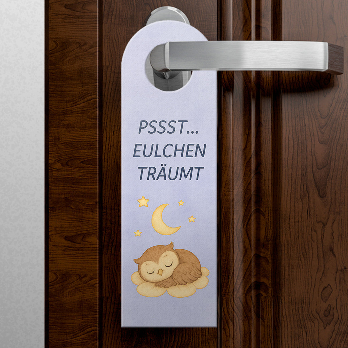 Hallo Ich bin wach Eule träumt Türhänger fürs Kinderzimmer