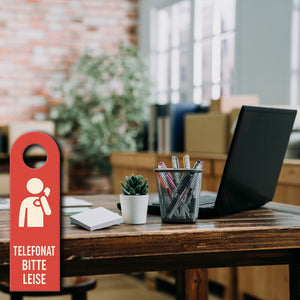 Telefonat Bitte leise betreten möglich Türhänger Büro
