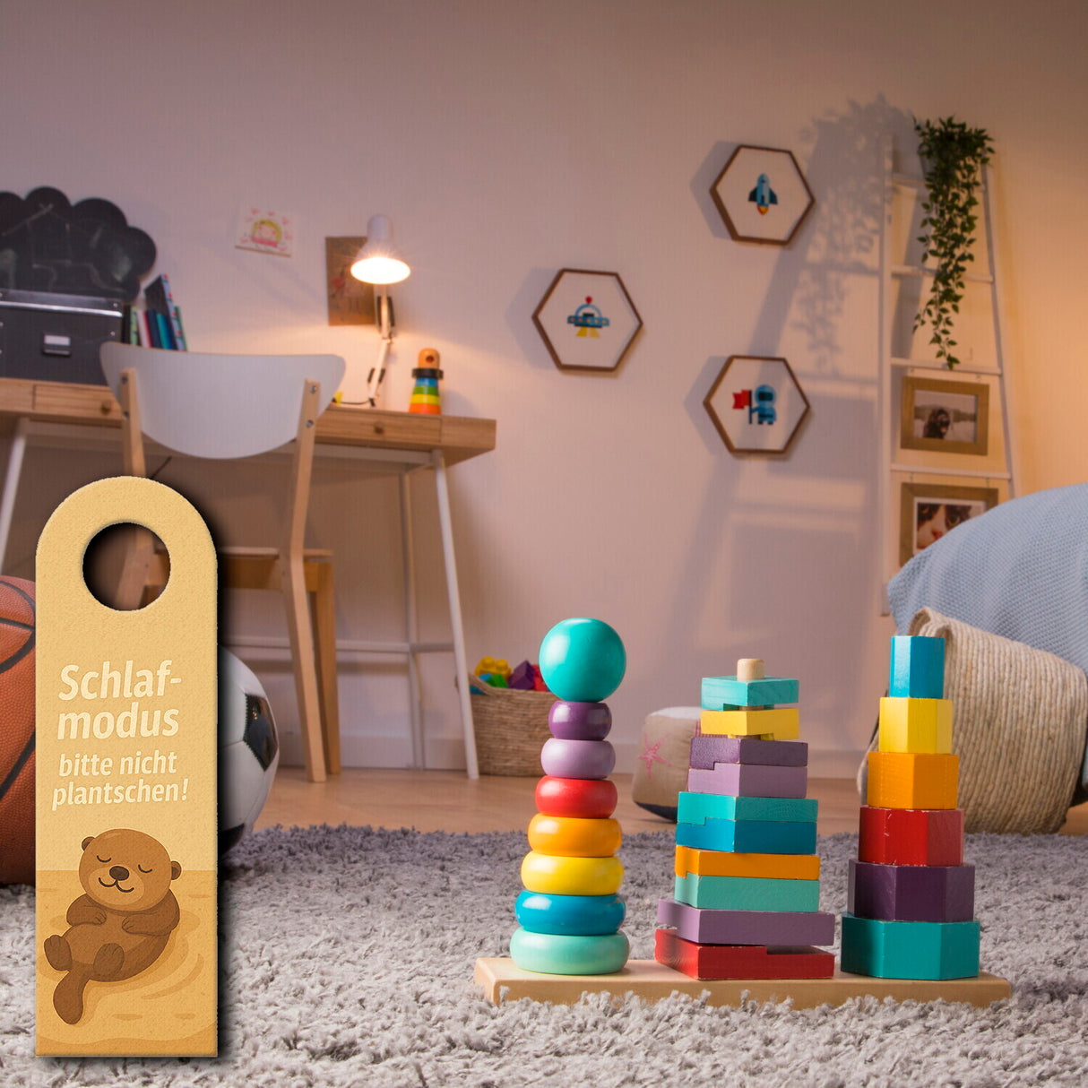 Schlafmodus Otter Willkommen Türhänger mit Spruch