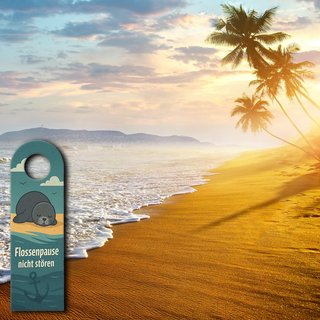 Robben am Strand Türhänger Flossenpause nicht stören