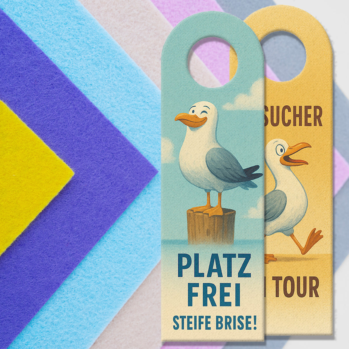 Möwe on Tour Besucher Platz frei Türhänger im Vintage-Stil