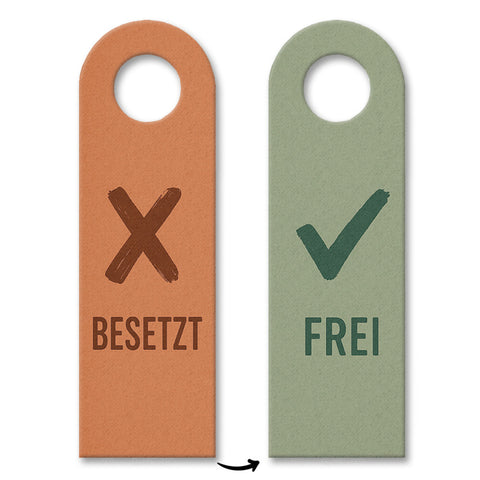 Frei besetzt Türhänger mit Kreuz und Haken