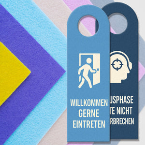 Fokusphase bitte nicht unterbrechen und Willkommen Türhänger Büro