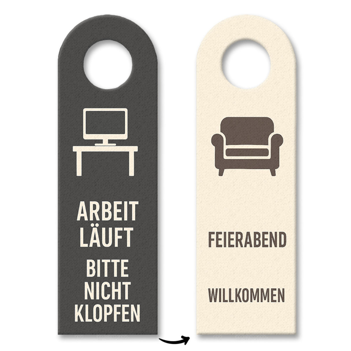 Arbeit läuft Feierabend willkommen Türhänger Computerbildschirm Sofa