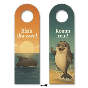 Delphin Komm rein Bleib draußen Türhänger Maritim