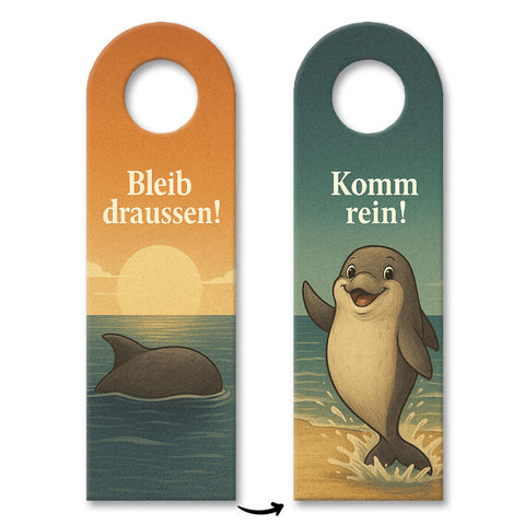 Delphin Komm rein Bleib draußen Türhänger Maritim