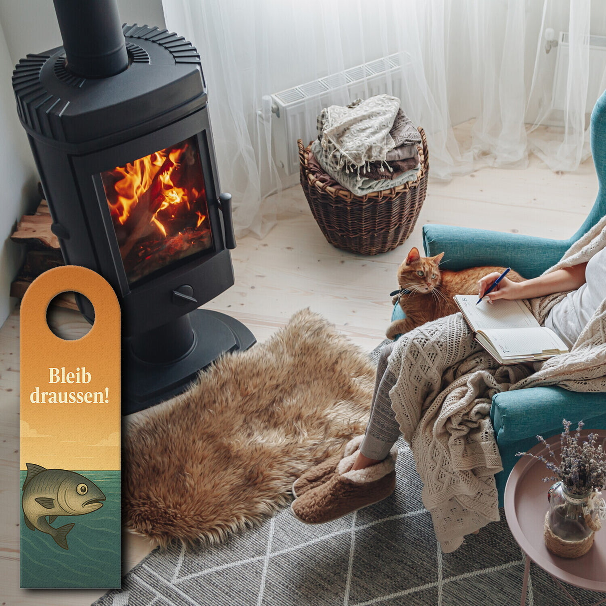 Hering Komm rein Bleib draußen Türhänger Maritim