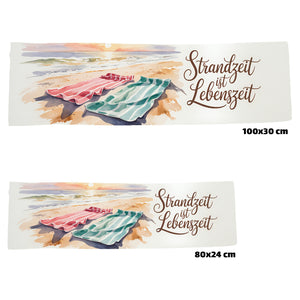 Maritimes Strandszene Eishandtuch - Strandzeit ist Lebenszeit