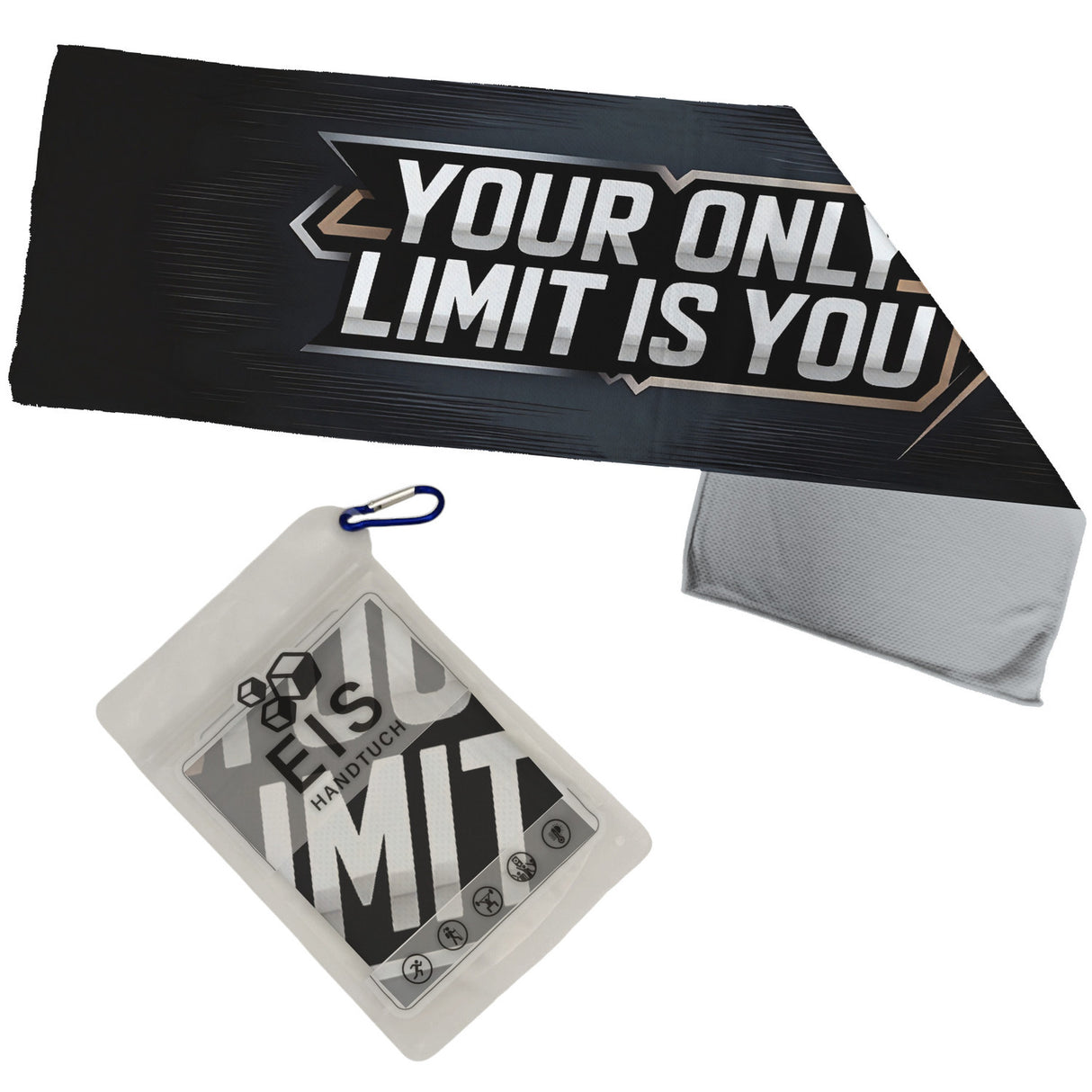 Fitness Eishandtuch mit Motivationsspruch - Your only limit is you