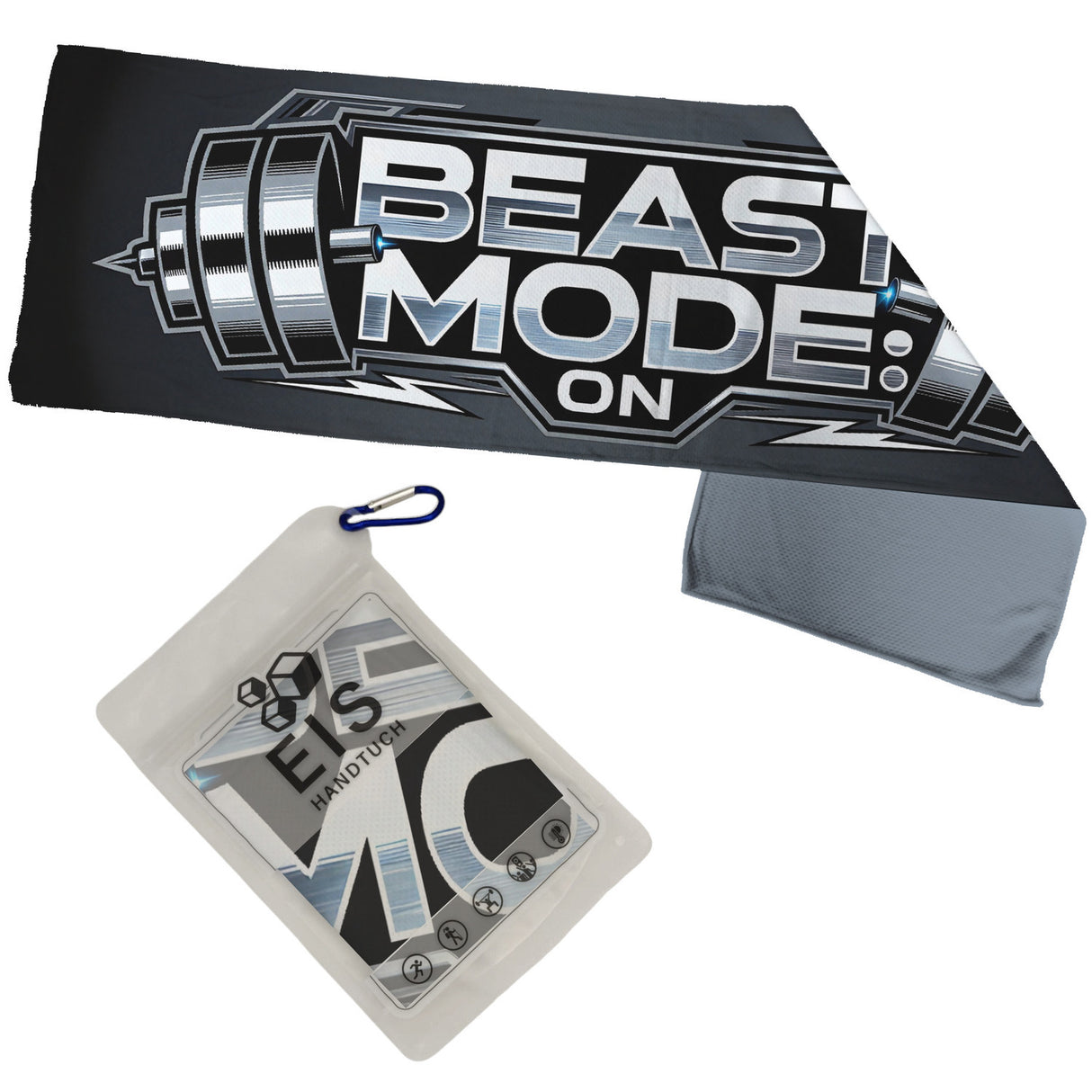 Fitness Eishandtuch mit Langhantel - Beast mode: ON