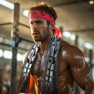 Fitness Eishandtuch mit Langhantel - Beast mode: ON