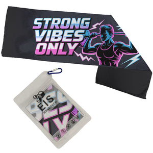Fitness Eishandtuch mit Gewichtheber - Strong vibes only