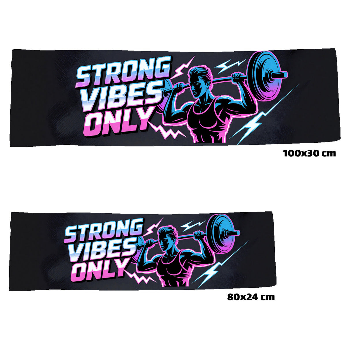 Fitness Eishandtuch mit Gewichtheber - Strong vibes only