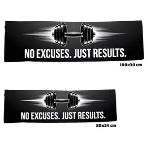 Fitness Eishandtuch mit Hantel - No excuses. Just results.