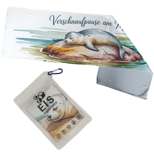 Maritimes Robbe Eishandtuch - Verschnaufpause am Meer