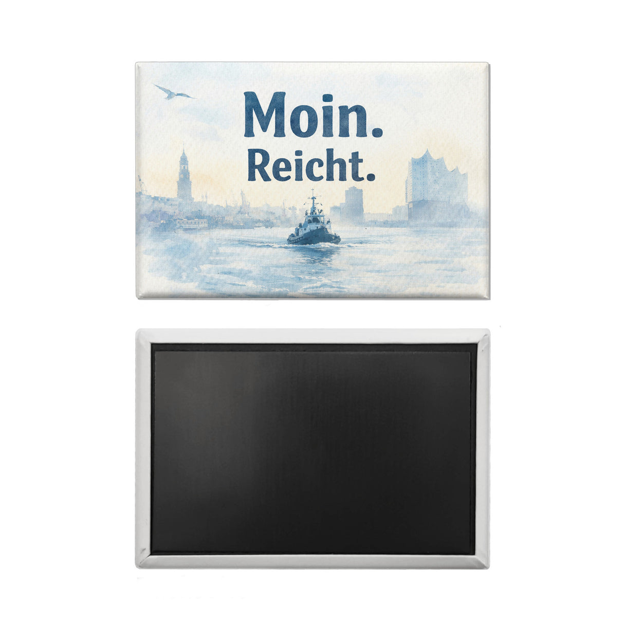 Moin. Reicht. Uferlandschaft mit Boot Souvenir Souvenir Magnet