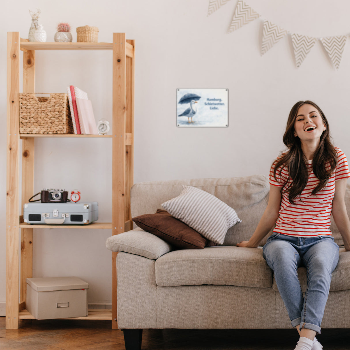 Möwe Hamburg Schietwetter Metallschild in 15x20 cm Norddeutschland
