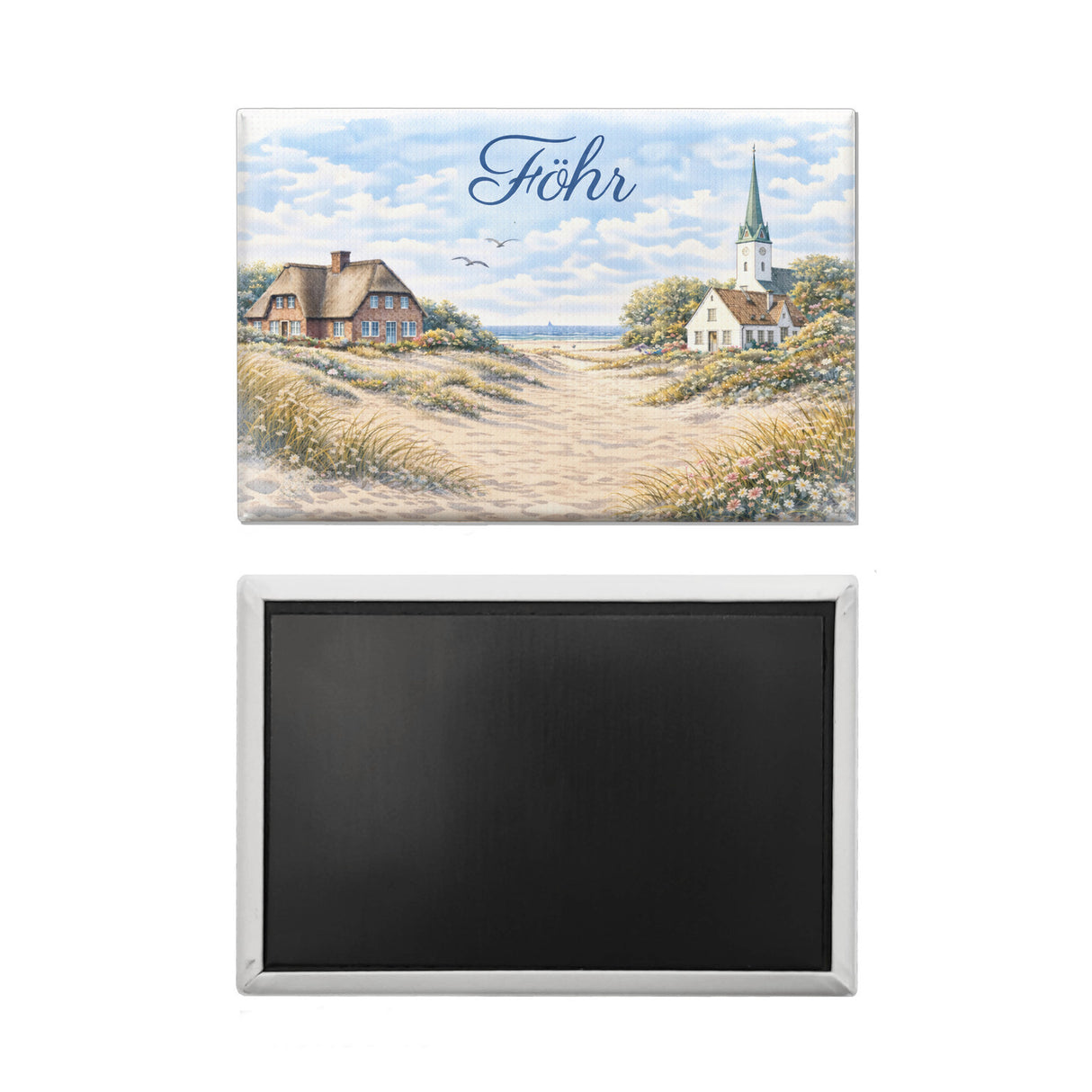 Küstenlandschaft Föhr Souvenir Souvenir Magnet mit Kirche