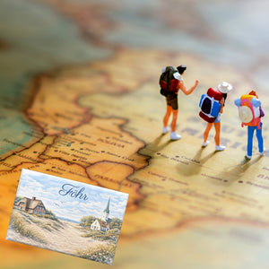 Küstenlandschaft Föhr Souvenir Souvenir Magnet mit Kirche