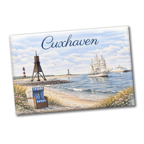 Cuxhaven Strandkorb Segelschiff Souvenir Souvenir Magnet