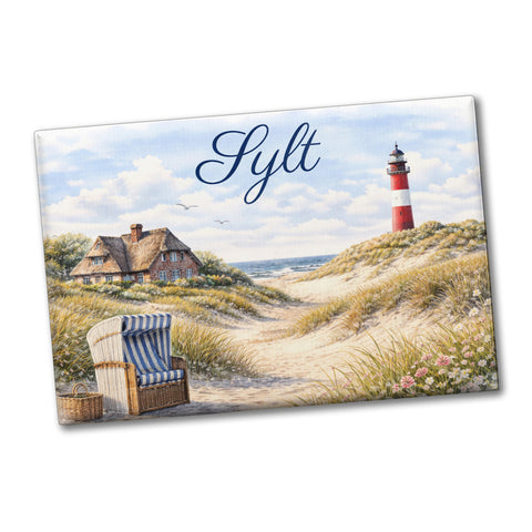 Strandkorb Sylt Souvenir Magnet Leuchtturm Motiv