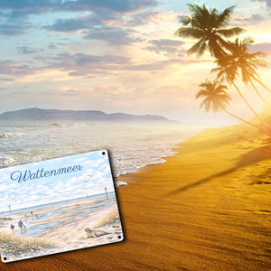 Wattenmeer Möwen Küstenszenario Metallschild in 15x20 cm