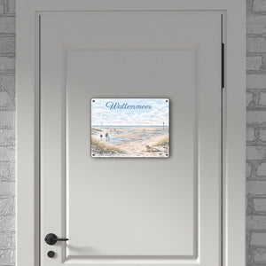 Wattenmeer Möwen Küstenszenario Metallschild in 15x20 cm