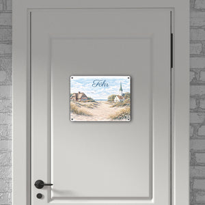 Küstenlandschaft Föhr Souvenir Metallschild in 15x20 cm mit Kirche