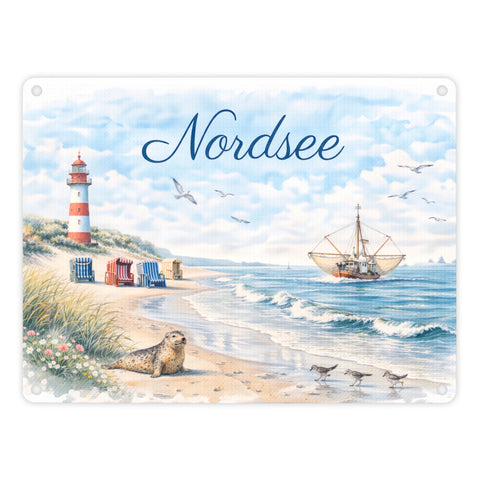 Nordsee Leuchtturm Souvenir Metallschild in 15x20 cm für Küstenliebhaber