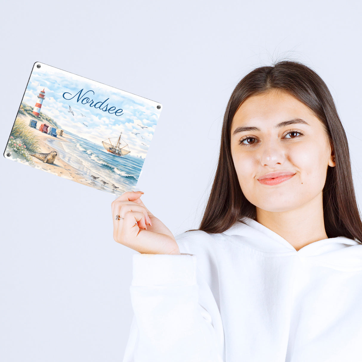 Nordsee Leuchtturm Souvenir Metallschild in 15x20 cm für Küstenliebhaber