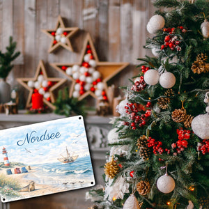 Nordsee Leuchtturm Souvenir Metallschild in 15x20 cm für Küstenliebhaber