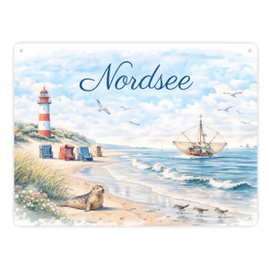 Nordsee Leuchtturm Souvenir Metallschild in 15x20 cm für Küstenliebhaber