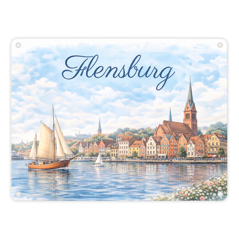 Hafenstadt Flensburg Metallschild in 15x20 cm für Küstenliebhaber