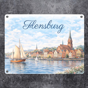 Hafenstadt Flensburg Metallschild in 15x20 cm für Küstenliebhaber