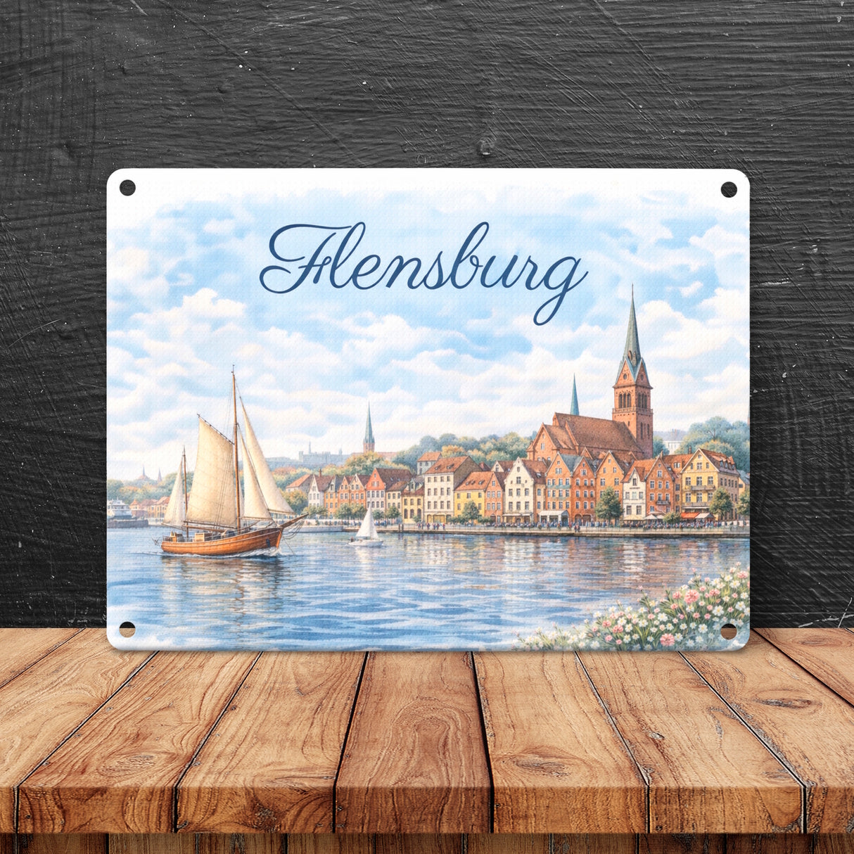 Hafenstadt Flensburg Metallschild in 15x20 cm für Küstenliebhaber