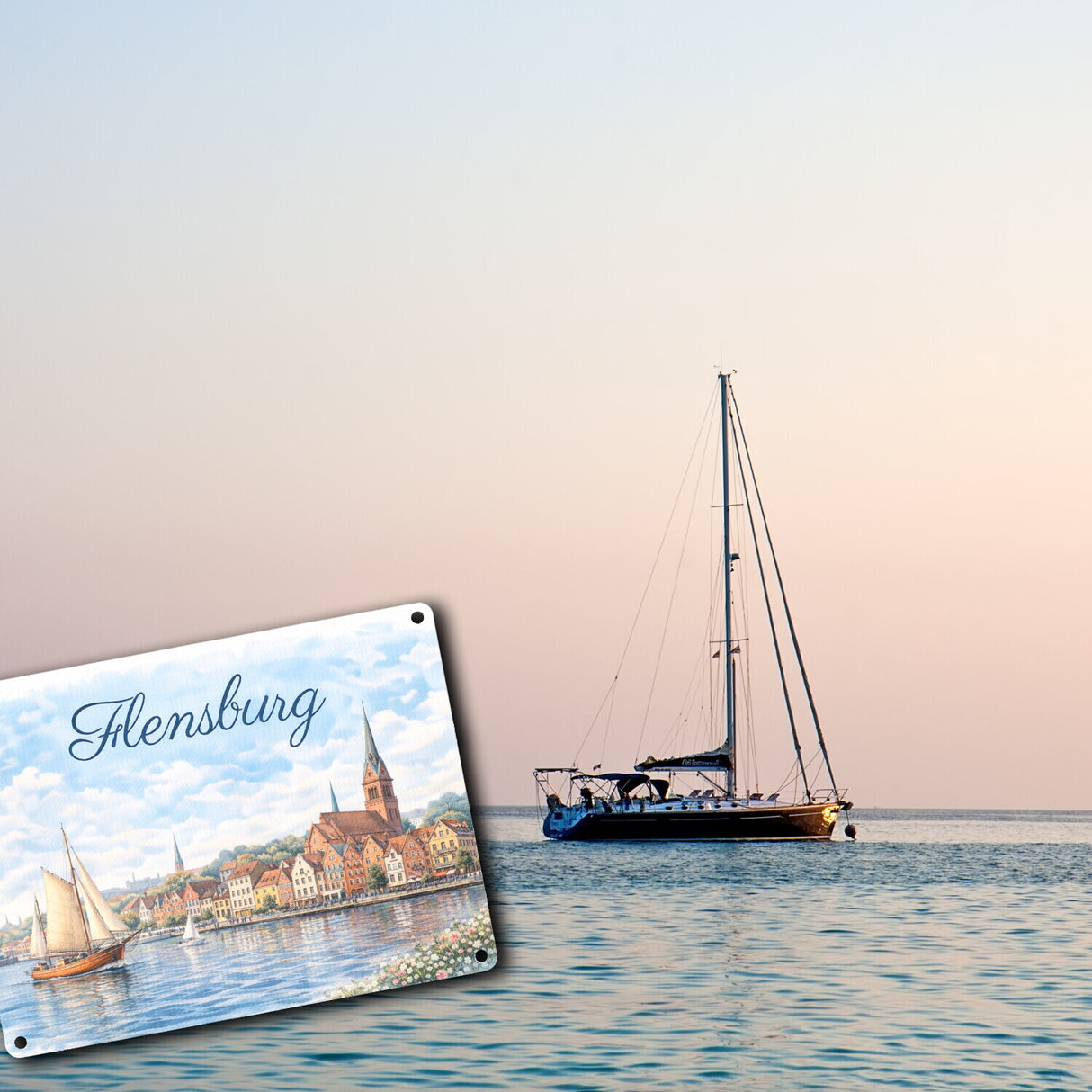 Hafenstadt Flensburg Metallschild in 15x20 cm für Küstenliebhaber