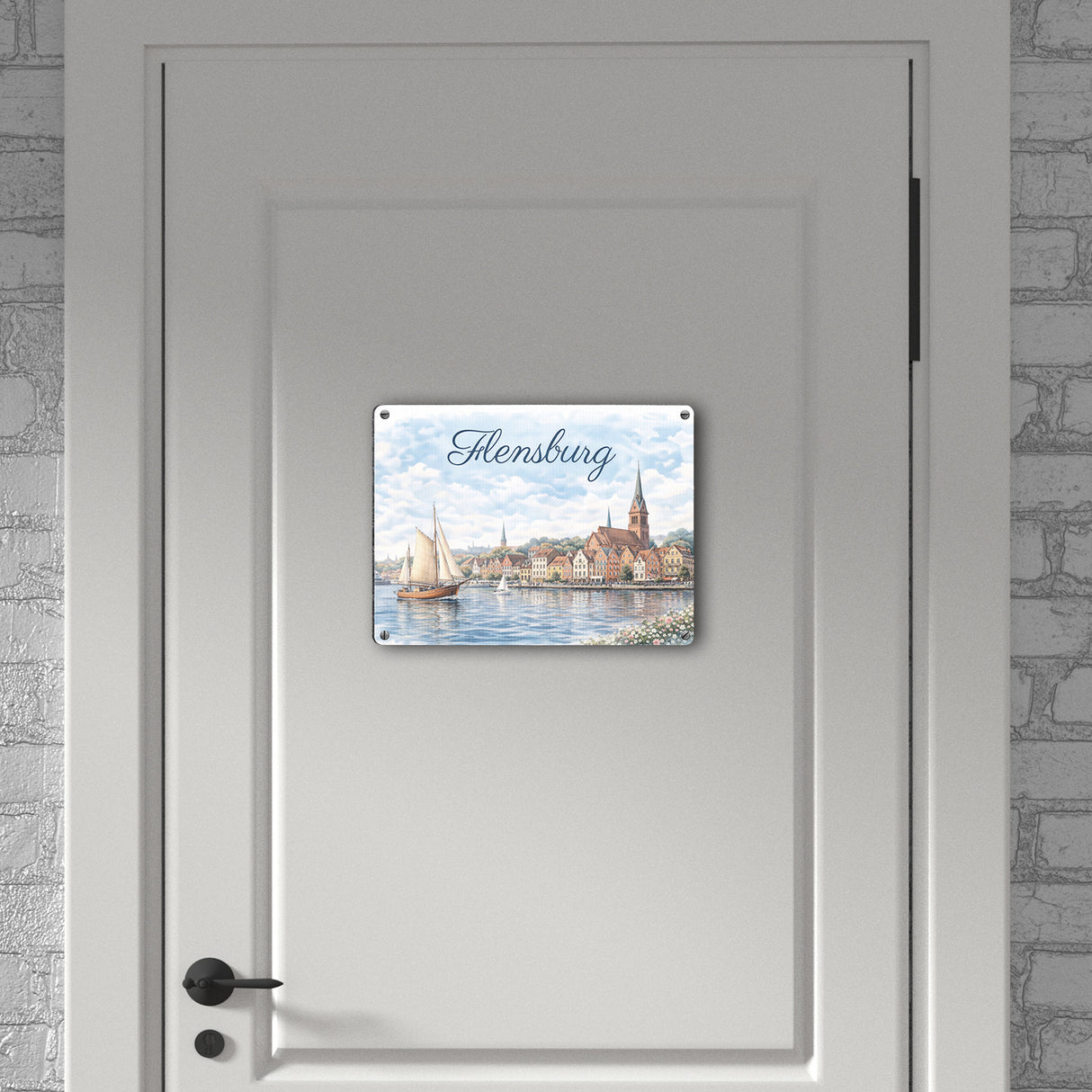 Hafenstadt Flensburg Metallschild in 15x20 cm für Küstenliebhaber