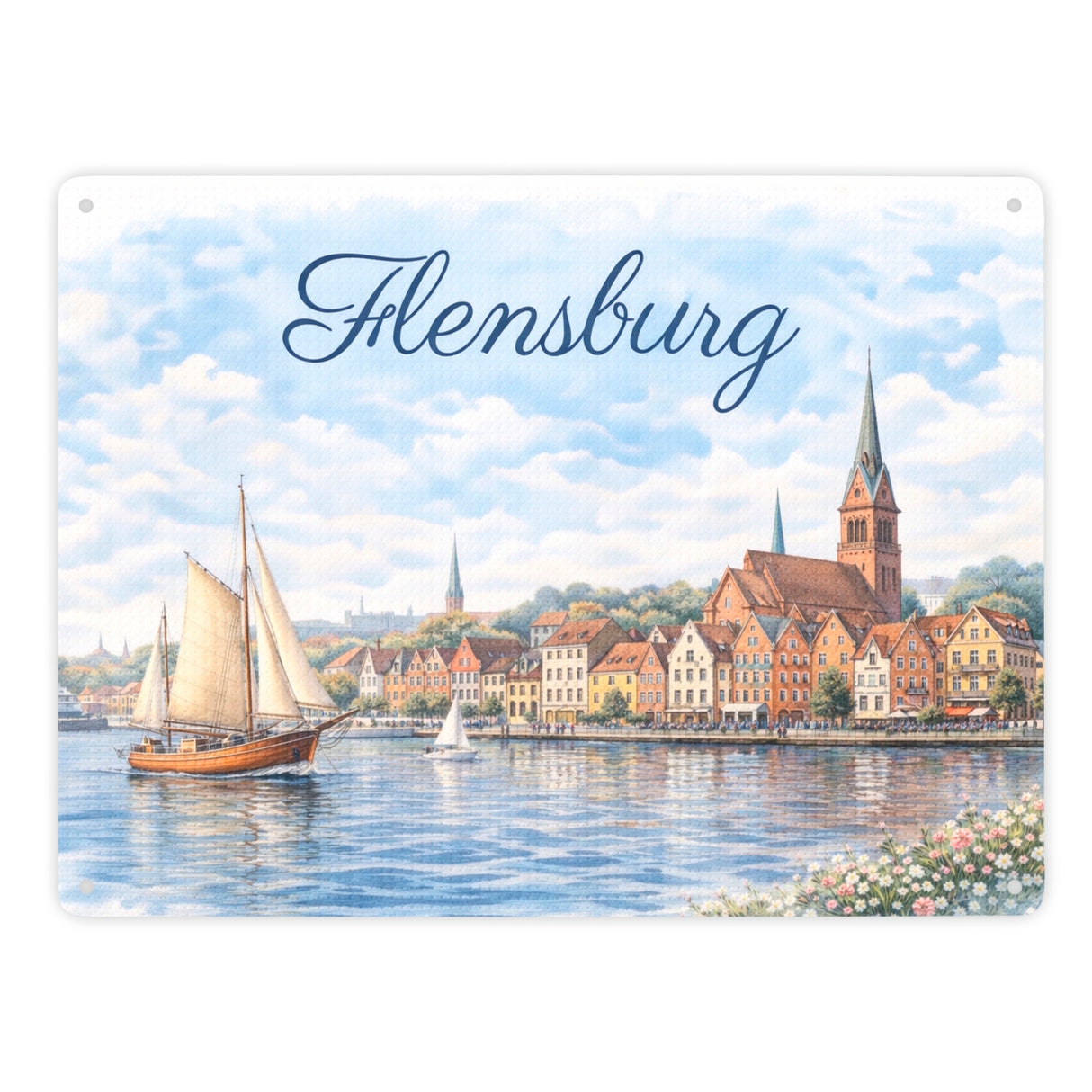 Hafenstadt Flensburg Metallschild in 15x20 cm für Küstenliebhaber
