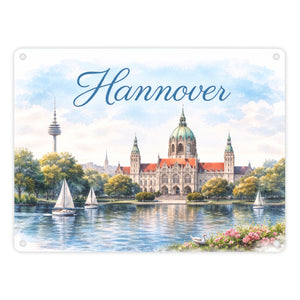 Hannover Kathedrale Segelboote Metallschild in 15x20 cm