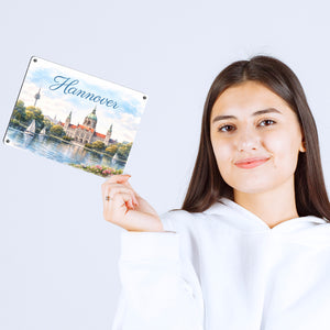 Hannover Kathedrale Segelboote Metallschild in 15x20 cm