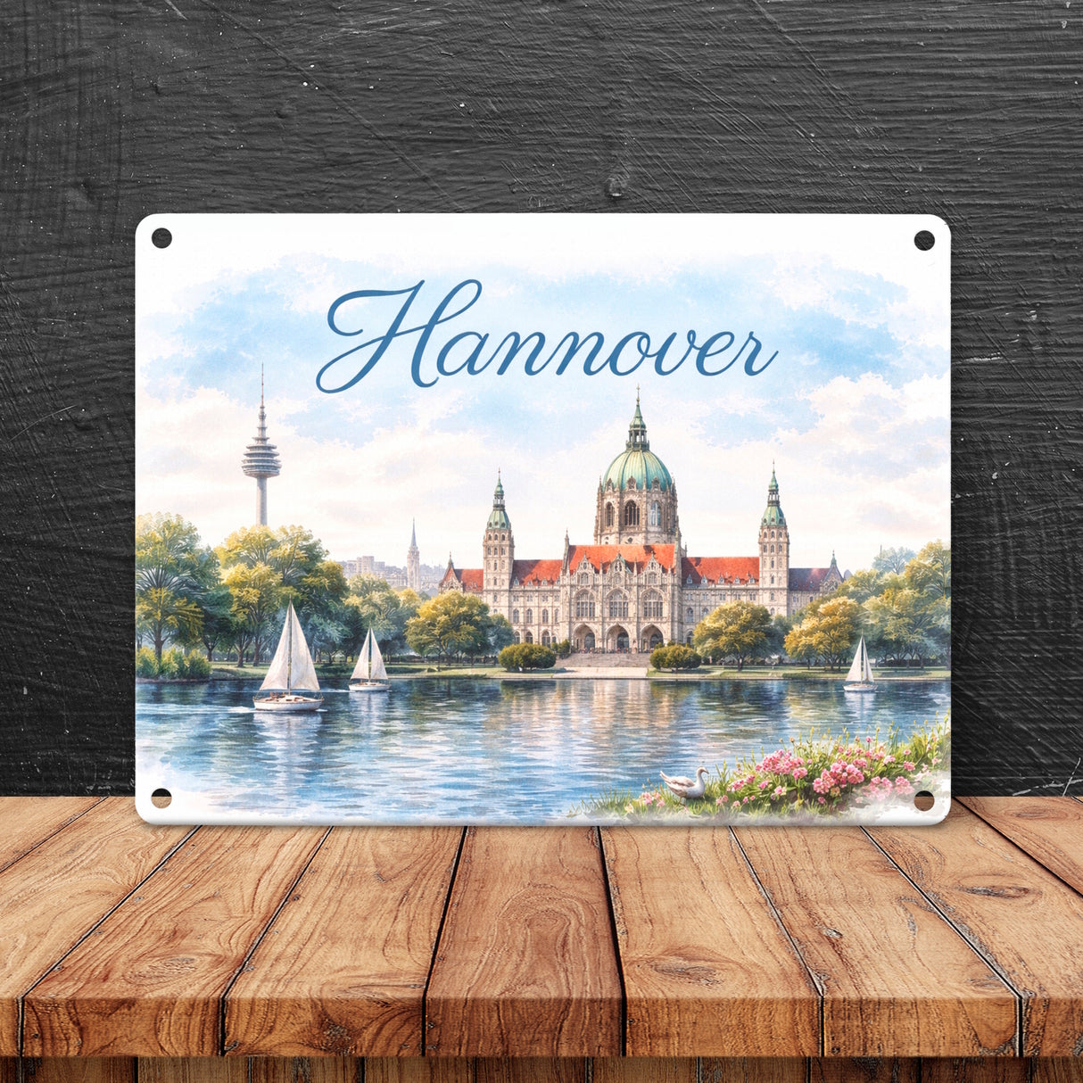 Hannover Kathedrale Segelboote Metallschild in 15x20 cm