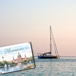 Hannover Kathedrale Segelboote Metallschild in 15x20 cm