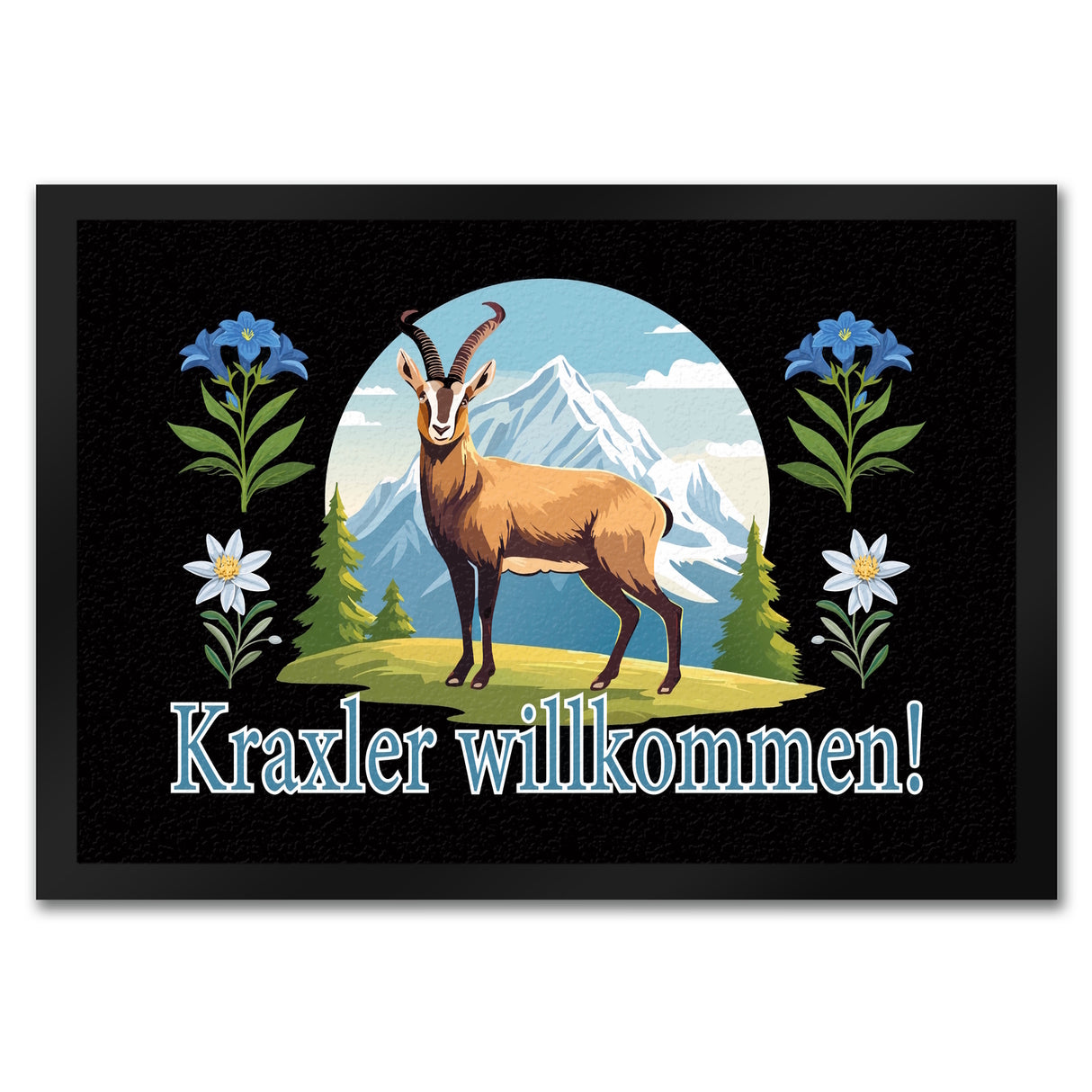 Steinbock Fußmatte in 35x50 cm mit Spruch: Kraxler willkommen!