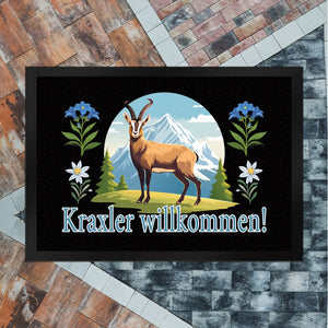 Steinbock Fußmatte in 35x50 cm mit Spruch: Kraxler willkommen!