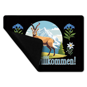 Steinbock Fußmatte in 35x50 cm ohne Rand mit Spruch: Kraxler willkommen!
