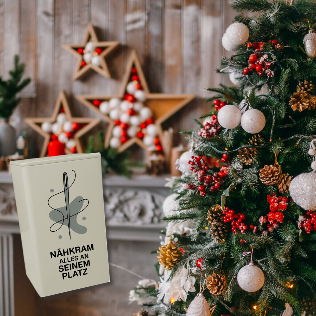 Nadel und Faden AufbewahrungsDose 900ml mit Spruch