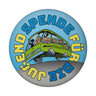 Omnibus Magnet rund mit Spruch: Spende für die Jugend. Danke