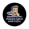 Müder Mann Magnet rund mit Spruch: stummer Schrei nach Kaffee