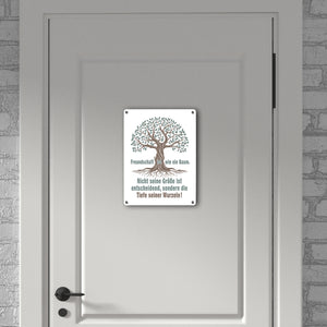 Baum mit Wurzeln Metallschild in 15x20 cm mit Spruch: Freundschaft ist tief verwurzelt