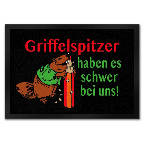 Biber Fußmatte in 35x50 cm mit Spruch: Griffelspitzer haben es schwer bei uns!